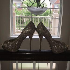 Open Toe Glitter Stilettos